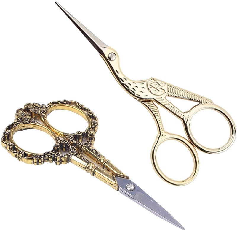 BIHRTC Gold Vintage Plum Blossom Scissors and Classic Crane Design Sewing Scissors for Embroidery, Sewing, Craft, Art Work & Everyday Use - Image 1